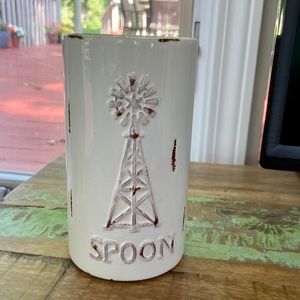 Rustic Embossed Ceramic Silverware Holder